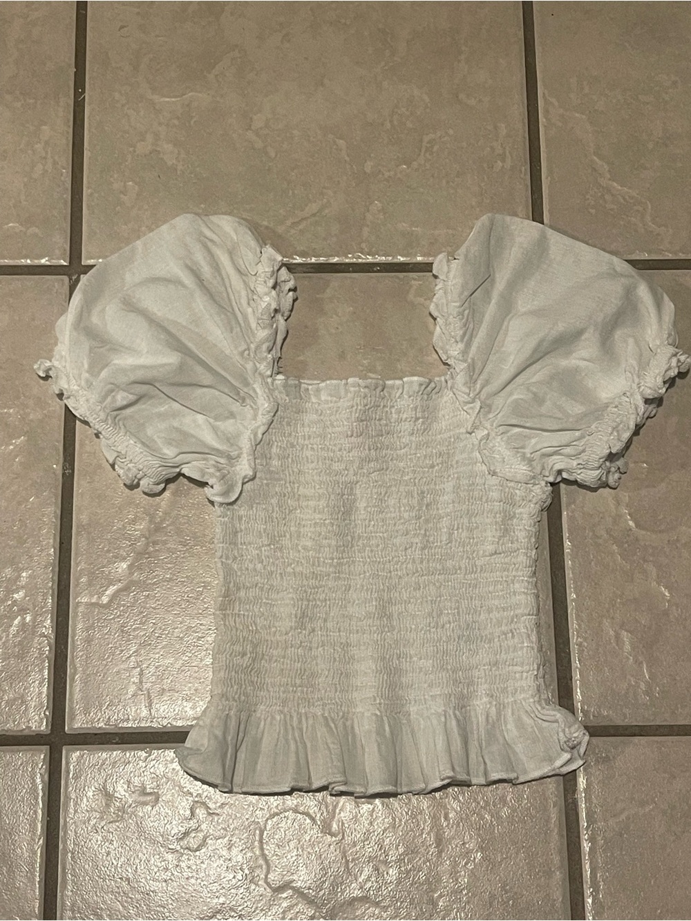 wonder nation White Smocked Puff-Sleeve Top Size 6